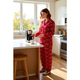 PayBuy Kadin Kirmizi Hayvan Desenli Polar Pijama Takımı Fonksiyonel Dayanıklı Kaliteli Konforlu Şık