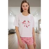 PayBuy Kadın Kısa Kollu Bisiklet Yaka Pamuklu Pijama Takımı Yazlık Rahat Homewear Seçkin Malzeme