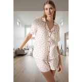 PayBuy Kadın Kısa Kollu Pamuklu Pijama Takımı Kalpli Desenli Rahat Ev Giyim Mükemmel Uyum