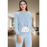 PayBuy Kadın Kışlık Kalpli Polar Pijama Takımı Rahat Uyku Seti 3lü Profesyonel Görünüm Özel Tasarım