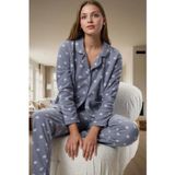 PayBuy Kadın Kışlık Polar Örme Pijama Takımı Baskılı Desenli Uzun Paça Yüksek Kalite Rahat Ve Şık
