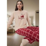 PayBuy Kadın Kışlık Polar Pijama Takımı Ekose Desenli Uzun Paça Günlük Kullanım İçin Seçkin Malzeme