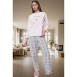 PayBuy Kadın Kışlık Polar Pijama Takımı Ekoseli Pantolon Uzun Kollu Mükemmel Uyum Trend Tasarım