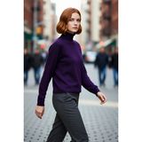 PayBuy Kadın Oversize Balıkçı Yaka Basic Triko Kazak Kışlık Soğuk Havalar Için Ideal Şıklık ve Rahatlık - Mor