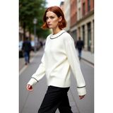 PayBuy Kadın Oversize Bisiklet Yaka Uzun Kol Selanik Örgü Triko Kazak Günlük Şıklık Için Ideal. Kaliteli - Ekru - XS