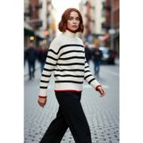 PayBuy Kadın Oversize Dik Yaka Çizgili Triko Kazak Uzun Kollu Kışlık Rahat Basic Giyim Kaliteli Şık