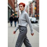 PayBuy Kadın Oversize Düşük Kol Dik Yaka Uzun Triko Kazak Basic Modern Rahat Kış Günlük Şıklığı Sunar - Açık Gri - XS