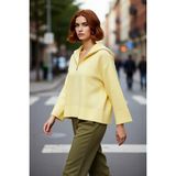 PayBuy Kadın Oversize Fermuarlı Dik Yaka Triko Kazak Düşük Kol Uzun Kış Günleri Için Ideal Model - Sarı