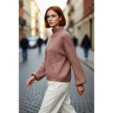 PayBuy Kadın Oversize Kalın Dik Yaka Triko Kazak Kışlık Soğuk Havalarda Konforlu Günlük Stil Kaliteli - Gül Kurusu
