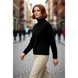 PayBuy Kadın Oversize Kalın Dik Yaka Triko Kazak Kışlık Soğuk Havalarda Konforlu Günlük Stil Kaliteli - Siyah - M