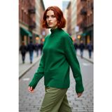 PayBuy Kadın Oversize Kesim Dik Yaka Reglan Kol Düz Gri Triko Kazak Kışlık Günlük Giyim İçin İdeal Seçim