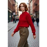 PayBuy Kadın Oversize Saç Örgü Dik Yaka Triko Crop Kazak Kış Günleri İçin Konforlu Ve Şık Tasarım