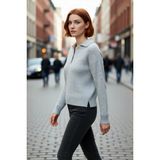 PayBuy Kadın Oversize Saç Örgü Polo Yaka Triko Kazak Düşük Uzun Kollu Kışlık Rahat Basic Şıklık Kaliteli - Gri