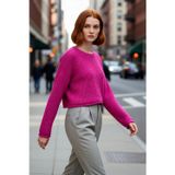 PayBuy Kadın Oversize Super Crop Bisiklet Yaka Akrilik Triko Kazak Kış Günleri İçin İdeal Uzun Kollu Model