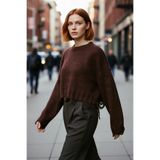 PayBuy Kadın Oversize Triko Crop Kazak Düşük Kollu Akıtma Detaylı Yumuşak Dokusuyla Modern Şıklık Sunar