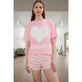 PayBuy Kadın Pamuklu Çizgili Kalpli Pijama Takımı Rahat Homewear Tasarımı Uzun Ömürlü Özel Tasarım