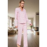 PayBuy Kadın Pamuklu Çizgili Pijama Takımı Regular Kalıp Uzun Kollu Kışlık Rahat Özenle Seçilmiş