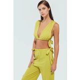 PayBuy Kadın Pamuklu Dokuma Plaj Bluz Pantolon Takımı Rahat Yaz Kombinleri İçin Modern Stil
