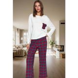 PayBuy Kadın Pamuklu Ekoseli Pijama Takımı Rahat Ev Giyim Seçkin Malzeme Dayanıklı