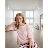PayBuy Kadın Pamuklu Kedi Desenli Kısa Kollu Pijama Takımı Mükemmel Uyum Şık Görünüm Rahat Kullanım