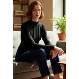 PayBuy Kadın Regular Kalıp Polyester Esnek Örme Bluz Bisiklet Yaka Fermuar Detaylı Uzun Kollu Cool &