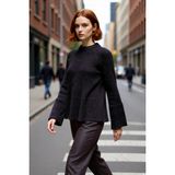 PayBuy Kadın Regular Kalıp Sürdürülebilir Triko Kazak Reglan Kollu Peplum Detaylı Orta Kalınlıkta Günlük - Kahverengi
