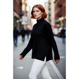 PayBuy Kadın Relaxed Kalıp Dik Yaka Fitilli Dokuma Düğmeli Triko Kazak Kış Günleri Için Konfor ve Şıklık - Siyah - 6XL