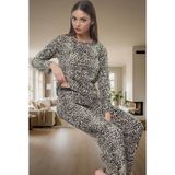 PayBuy Kadın Şık Leopar Desenli Pamuklu Pijama Takımı Regular Kalıp Geniş Paça Uzun Ömürlü Rahat Kullanım