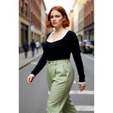 PayBuy Kadın Siyah Kare Yaka Bodycone Fitted Ince Triko Kazak Standart Kol Günlük Şıklık Için Ideal - 2XL