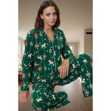 PayBuy Kadın Yılbaşı Desenli Pamuklu Pijama Takımı Konforlu Kesim Yüksek Kalite Profesyonel Görünüm