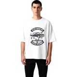 PayBuy Kas Arabaları Vintage Garaj Stili Baskılı Erkek Oversize Tişört - Beyaz - 2XL