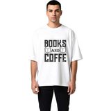 PayBuy Kitap Kahve Severlerin Nostaljik Tasarımı Baskılı Erkek Oversize Tişört - Beyaz - 2XL