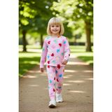 PayBuy Kız Çocuk Pamuk Polyester Örme Kalp Desenli Pijama Takımı Kaliteli Şık Rahat Günlük - Pembe - 6 - 7 Yaş