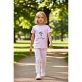PayBuy Kız Çocuk Pamuklu Polyester Örme Pijama Takımı Çiçek Baskılı ve Çizgili Alt Kaliteli Şık Rahat - Lila - 6 - 7 Yaş