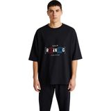 PayBuy Koşmaya Devam Et Fitness Motivasyon Baskılı Erkek Oversize Tişört - Siyah