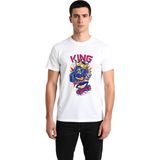 PayBuy Kral Karikatür Tasarımı Baskılı Erkek Tişört - Beyaz