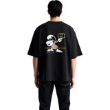 PayBuy Lüks Moda Köpek Tasarımı Grafik Baskılı Erkek Oversize Tişört - Siyah - XL