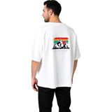 PayBuy Macera Ruhu Dağ Teması Baskılı Erkek Oversize Tişört - Beyaz - 2XL