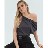 PayBuy Modal Örme Bluz Asimetrik Yaka Fitted Kalıp Rahat Günlük Stil Dayanıklı Malzeme
