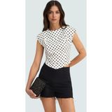 PayBuy Pamuklu Puantiyeli Crop Bluz Fitted Kalıp Günlük Stil Yüksek Kalite Özel Tasarım