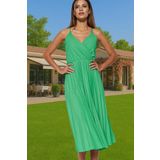 PayBuy Pileli Midi Elbise Polyester Örme Yazlık Günlük Şık Özenle Seçilmiş Modern Stil Zarifane Tasarım