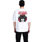 PayBuy Retro Oyun Tutkunlarına Özel Baskılı Erkek Oversize Tişört - Beyaz - 2XL
