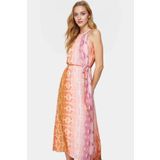 PayBuy Şifon Maxi Elbise Soyut Desenli Reglan Kol Halter Yaka Yazlık Konforlu Kesim Modern Stil