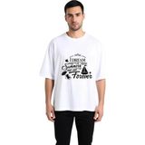 PayBuy Sonsuza Dek Sürecek Yazları Hayal Eden Baskılı Erkek Oversize Tişört - Beyaz - XL