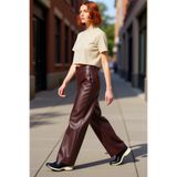 PayBuy Suni Deri Wide Leg Pantolon Kadın Casual Günlük Kullanım İçin Fonksiyonel Dayanıklı Modern