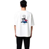 PayBuy Süper Köpek Insan Kurtarıyor Baskılı Erkek Oversize Tişört - Beyaz - 2XL