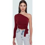 PayBuy Tek Kol Uzun Kollu Crop Bluz Örme Kumaştan Kadınlar İçin Profesyonel Görünüm Rahat Kullanım