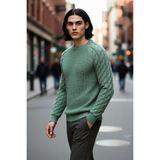 PayBuy Unisex Casual Regular Fit Bisiklet Yaka Saç Örgü Desenli Kalın Triko Kazak Kış Kombinleri Için Ideal - Mint