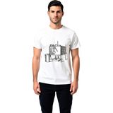PayBuy Vintage Çamaşır Makinesi Metal Ayaklı Baskılı Erkek Tişört - Beyaz - XL