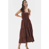 PayBuy Yazlık Maxi Elbise Dokuma Terrycotton Kumaş Kare Yaka Gündüz Gece Profesyonel Görünüm Seçkin Malzeme